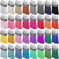 SIQUK 160 Piezas Colgantes de Borlas de Cuero Borlas de Ante Accesorios para Llavero y Bricolaje Decoración 32 Colores…
